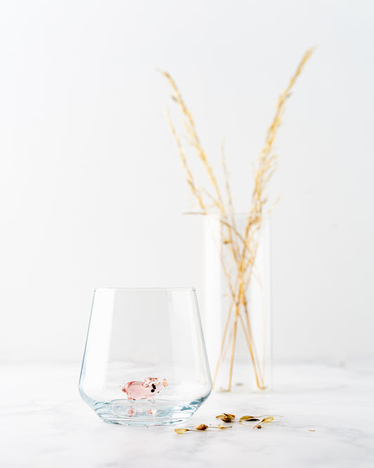 Rosa Schwein Glas