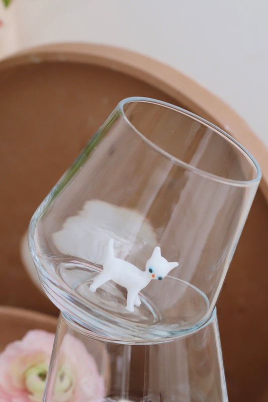 Weisse Katze Glas